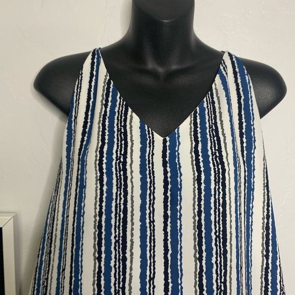 LOFT Blue White Striped Halter Camisole Tank Top Flowy V-Neck Size Medium - Picture 3 of 7